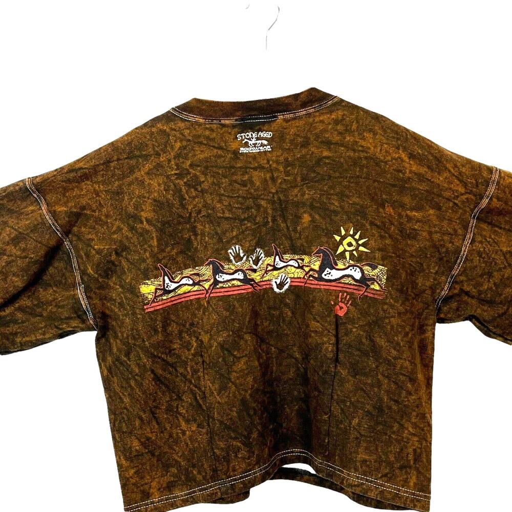 Pearl Snap Jacket Stone Aged Rockwear Women's Cave Painting Pony Southwest SZ L